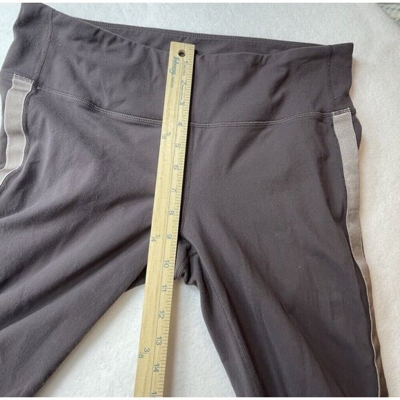 Athleta Leggings Women Brown Track Tux Tight Metro Velvet Stripe Sz LT Zip Ankle - Picture 9 of 9